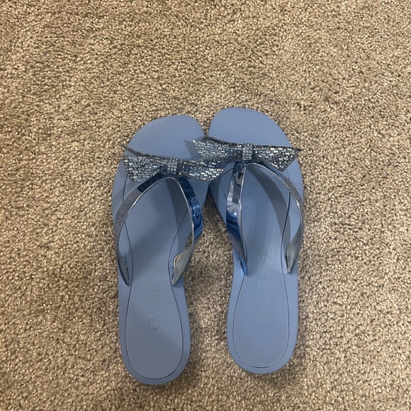 Guess Blue Sandals with Glitter Bow - Picture 1 of 2
